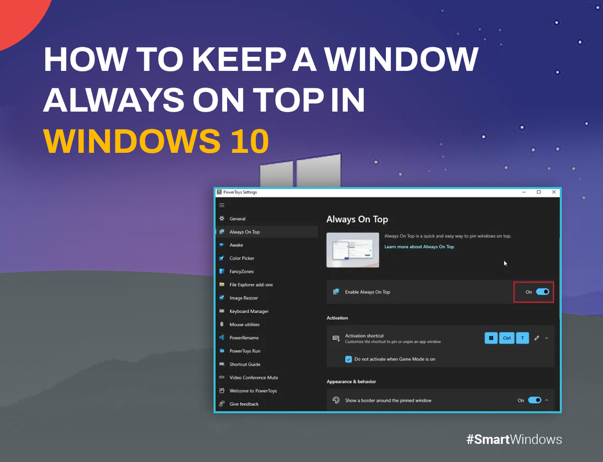 always on top windows 10